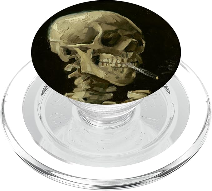 Skull of a Skeleton with Burning Cigarette Van Gogh Art PopSockets Adhesive PopGrip