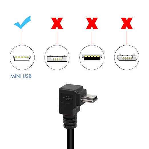 QIANRENON 90 Degree Angle Mini USB Panel Flush Waterproof Extension Cable Mini USB 5 Pin Right Angle Male to Female Panel Mount Cable Threaded to Dashboard or Panel28cm/11in (Down Bend)