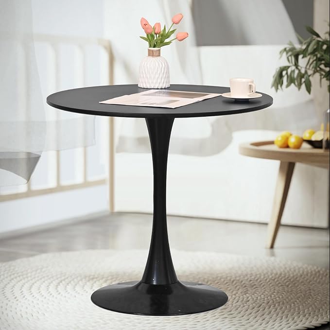 SoarFlash Kitchen Table and Chairs for 2, 31.5" Dining Table Set for 2 with Velvet Upholstered Chairs, 3 Piece Round Kitchen Table Set, Dining Room Table Set for Small Space, Apartment, Orange/Black