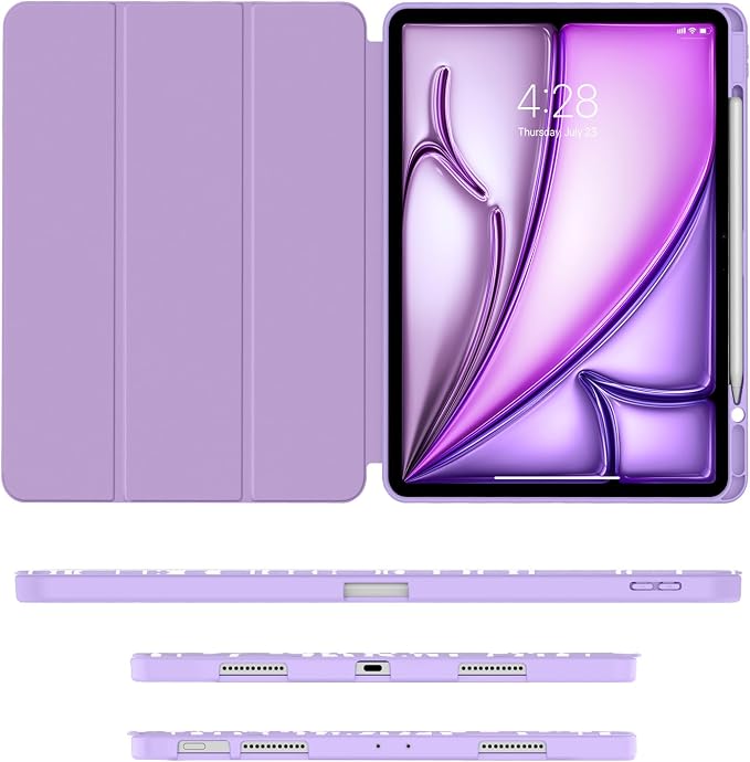 Soke Case for iPad Air 13 Inch (M4/M3/M22026-2024) iPad Pro 12.9 6th/5th Generation with Pencil Holder(2021 2022 Release)-[Apple Pencil Charging + Auto Wake/Sleep] Soft Back Cover Book Black