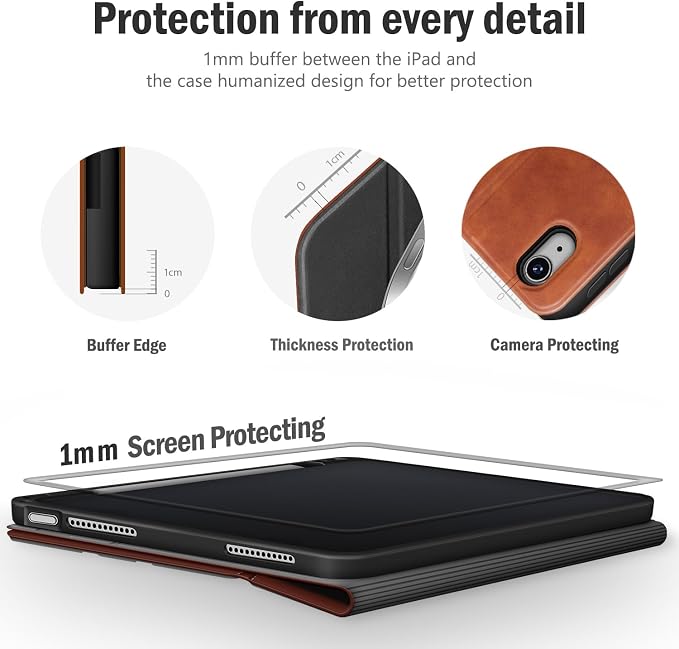 Antbox for iPad Air 13 Inch Case 2026 M4 /2025 M3 /2024 M2 Black | Built-in Pencil Holder Supports Pencil Pro and Pencil (USB-C) Auto Sleep/Wake PU Leather iPad Air 13'' Cover