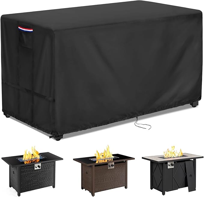 Youlvy Fire Pit Cover Rectangular 48 Inch - Waterproof Outdoor Fire Table Cover Rectangle Heavy Duty, 600D Patio Propane Gas Firepit Cover Rectangular Tear Weather Resistant - 48 x 24 x 15 Inch