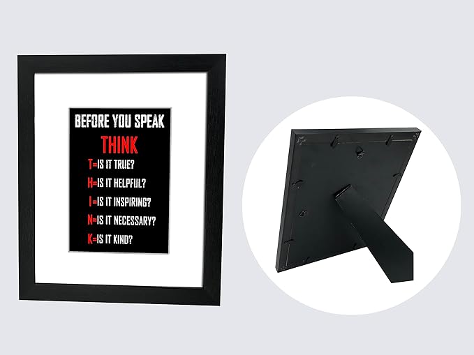 Wieco Art Think Quotes Wall Art Inspirational Canvas Print Motivation Classroom Decor With Black Frame and Real Glass for Home Office Wall Decoration