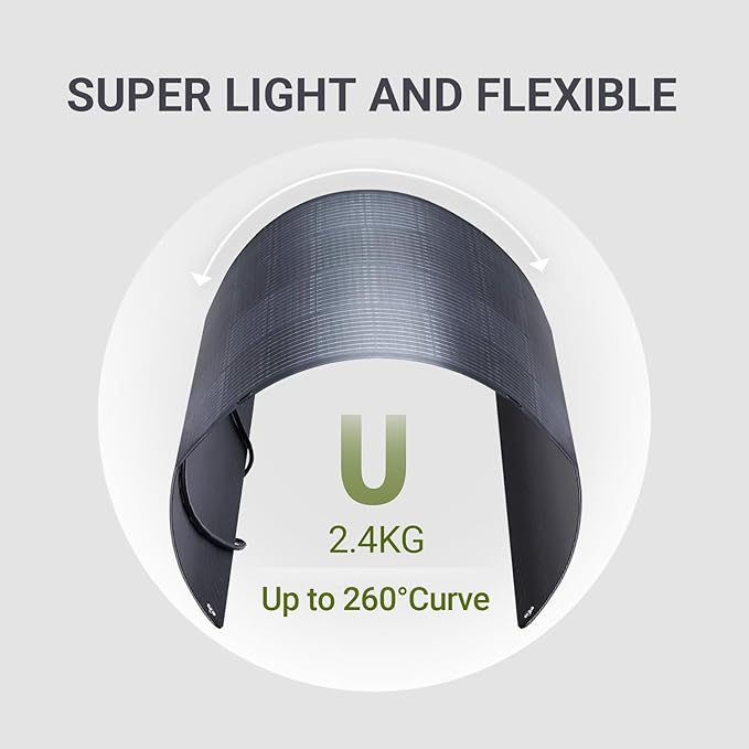 ALLPOWERS SF100 100W Flexible Solar Panel,Ultra-Thin 3mm Bendable Monocrystalline Solar Charger,25% Efficiency IP68 Waterproof for RV Roof,Camping,Marine Use,Compatible