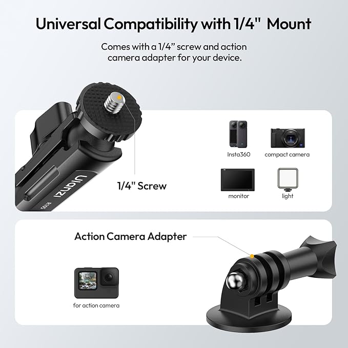 ULANZI R105 Super Clamp Camera Mount with 360° Dual Ballhead Magic Arm, Sturdy Y-Shaped 3-Claw Camera Clamp Mount for GoPro Hero 13/12/11/10/9, Insta360 X5/X4, DJI Osmo Pocket 3/2 Action 5 Pro/4