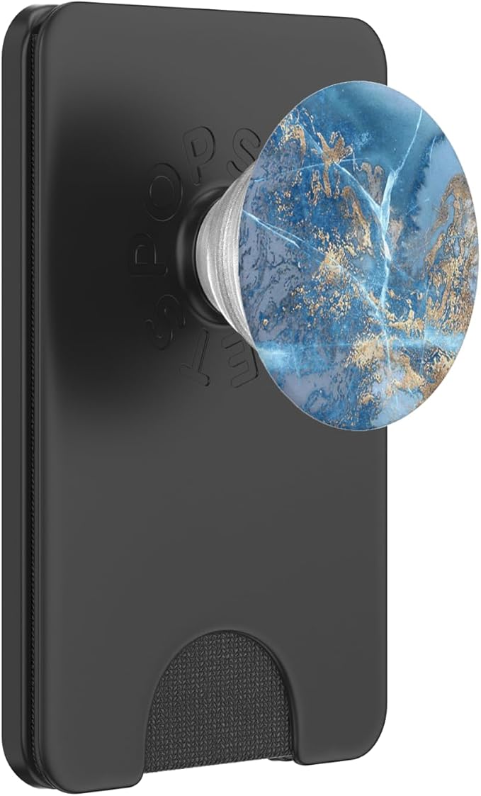 Faux-Gold-Blue-Marble-Effect Blu-Marbled-Design PopSockets Adhesive PopGrip