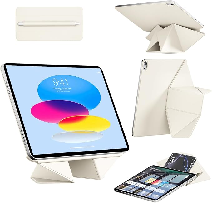 Dynamic Folio Magnetic Case for iPad A16 11th/10th Gen 11/10.9 inch | Removable Cover with 20+ Multi-Angle Stand Strong Attachment| Detachable Clasp| Ultra Thin| Auto Wake/Sleep Black