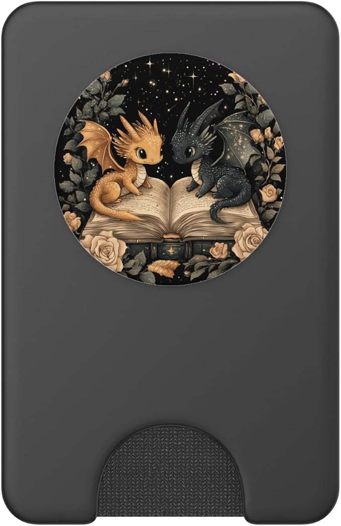 Book Dragon Head Mythical Creature Flame Wyvern Fantasy PopSockets Adhesive PopGrip