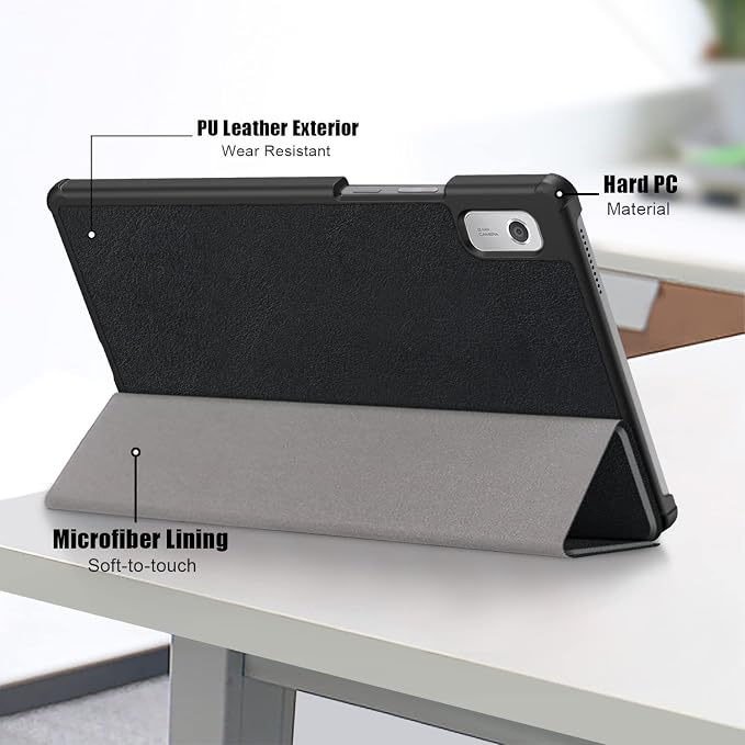 Epicgadget Case for Nook 9 Lenovo Tablet (2024) / Lenovo Tab M9 (TB-310FU 2023 Released) 9 Inch Display Tablet - Slim Lightweight Trifold Shell Stand Cover Case + 1 Random Stylus (Black)