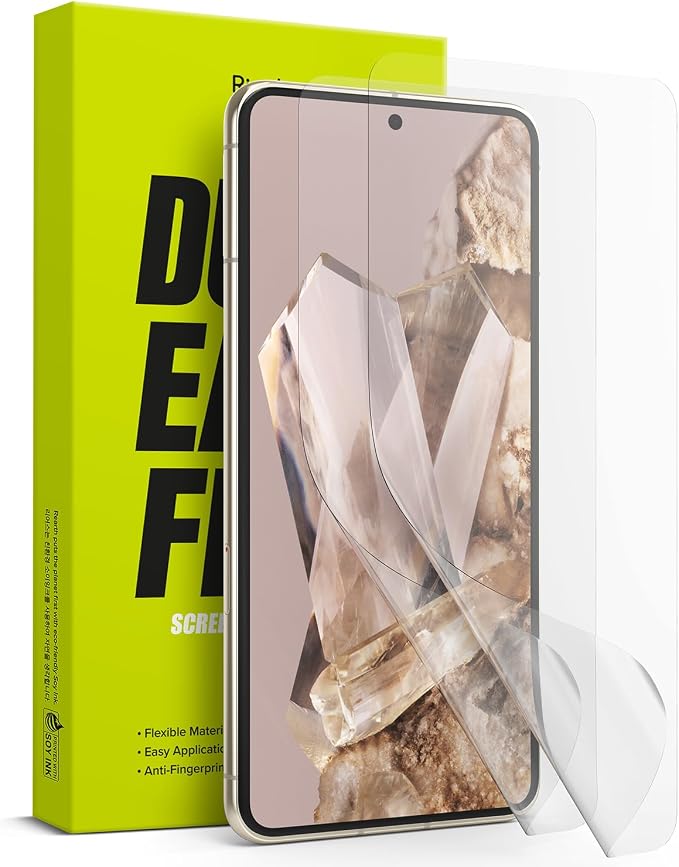 Ringke Dual Easy Film [4-Layer Protection] Compatible with Google Pixel 8 Pro Screen Protector Self Healing Repair Coating Full Coverage HD Clear Screen Protector with Installation Tool - 2 Pack