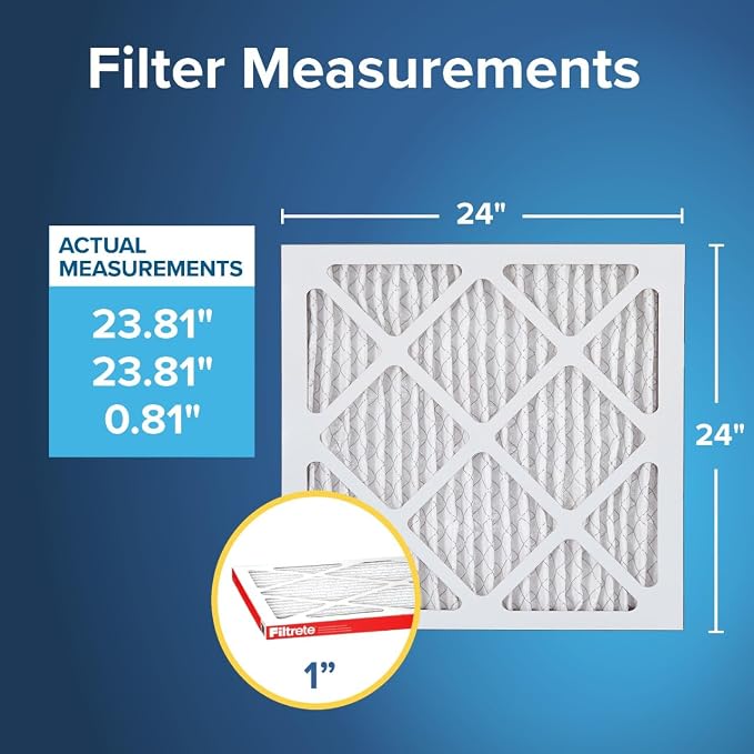 Filtrete 24x24x1 AC Furnace Air Filter, MERV 11, MPR 1000, Micro Allergen