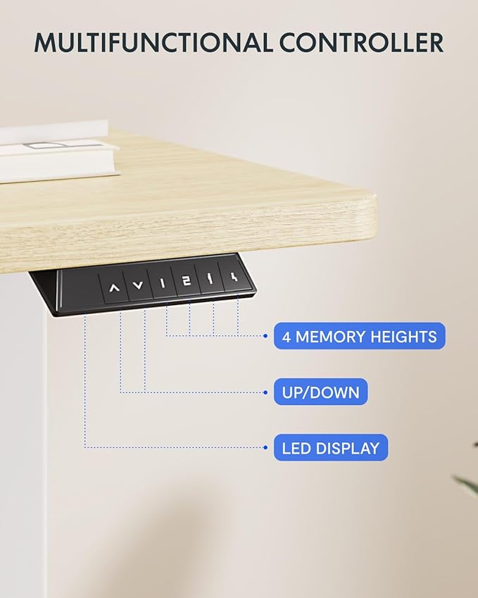 FLEXISPOT 79x32 Inch Electric Large Standing Desk for Home & Office, Spacious Splice Board Desk with Cable Management & Organizer, Cup Holder & Hook, White Wood Grain