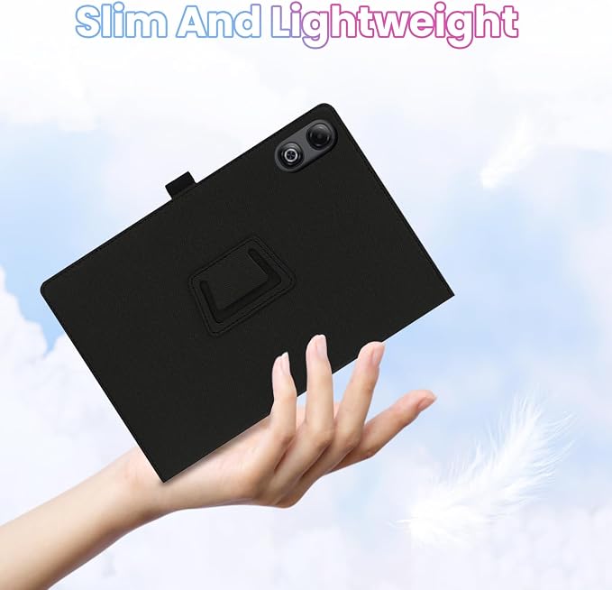 Case for DOOGEE Tab G6 Max 13.4-Inch TabletShockproof PU Leather Cover with Hand Strap Two-Fold StandCompatible with Tab G6 Max 13.4 Android Tablet (Black)