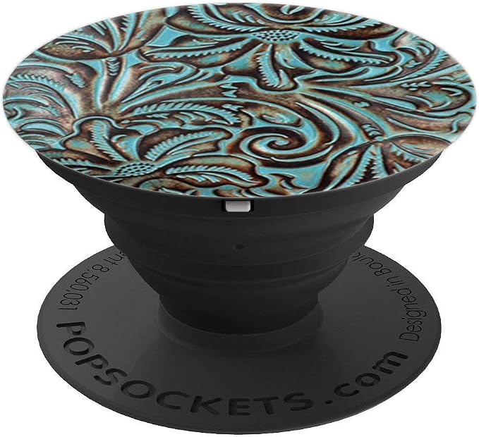 Western Turquoise Tooled Print PopSockets Adhesive PopGrip