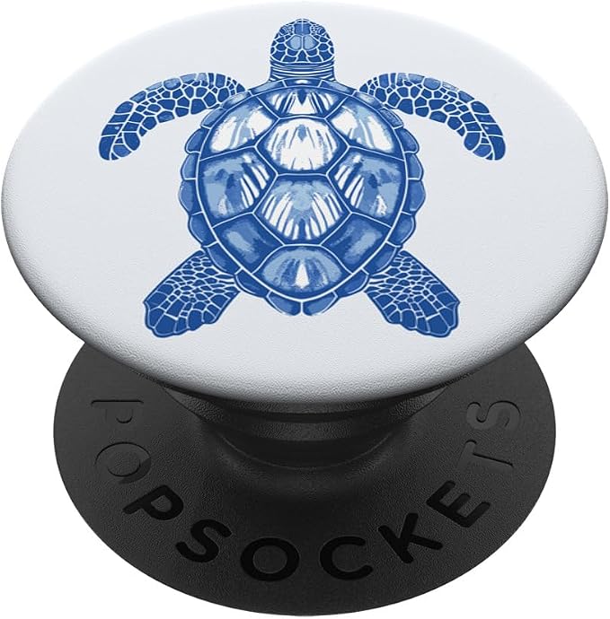 Sea Turtle Pattern Design in Blues and Whites A Sea Turtle PopSockets Adhesive PopGrip