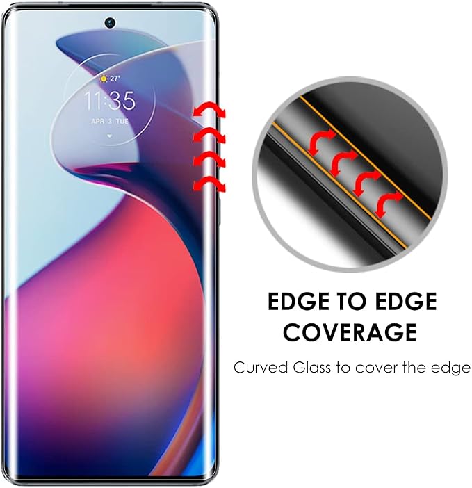 Screen Protector for Motorola Edge 30 Fusion Tempered Glass UV Set - 3 Pack Edge to Edge Full Protection Sensitive Touch 9H Scratch Resistant