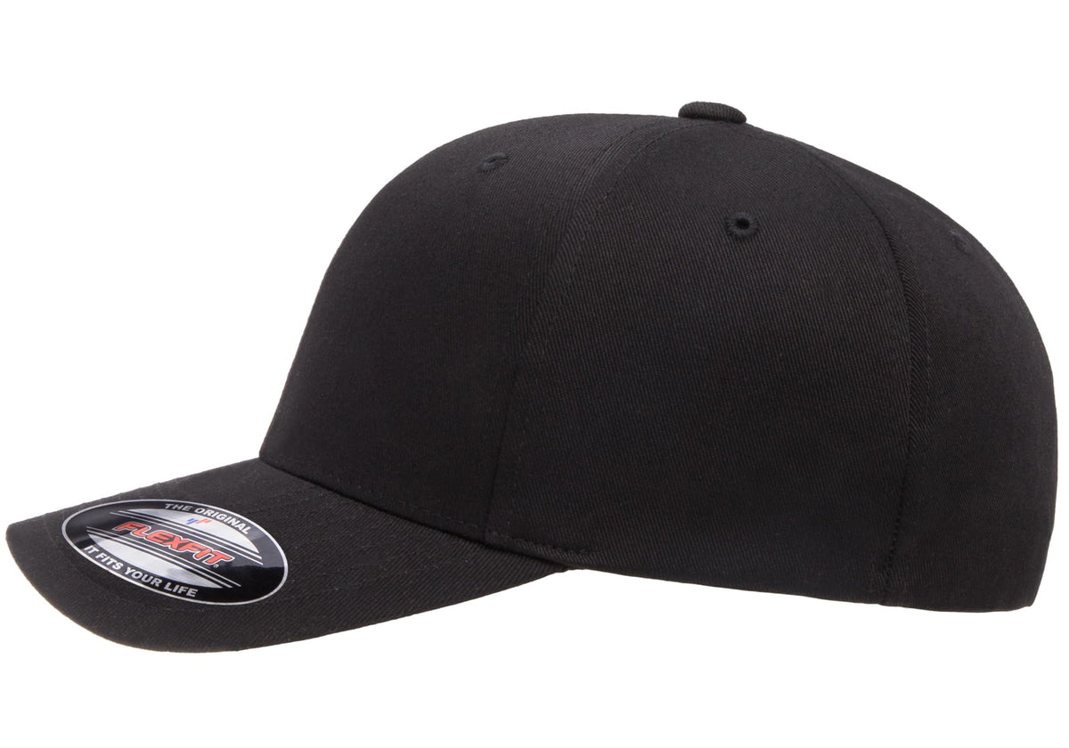 The Hat Pros Original Flexfit Wooly Cotton Twill Cap - Large-X-Large - Black