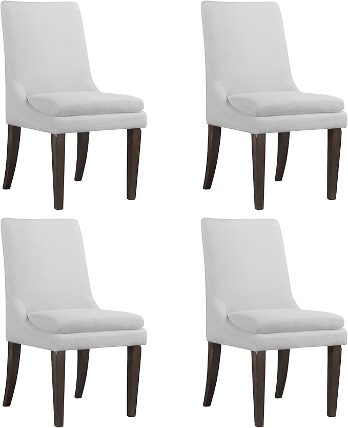 Upholstered Dining Chairs Modern Sidechair Performance Fabric High Back Armlesschair for Diningroom Kitchen,White,Set of 4(2 Box)