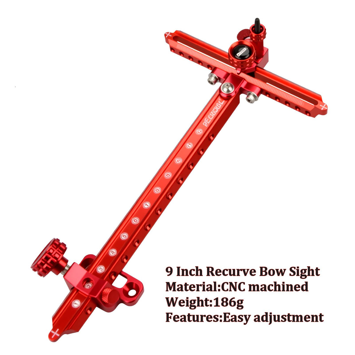 Single Pin Archery Recurve Bow Sight-Aluminum T-Shaped Left Right Handed Adjustable Bow Sight for Metal and Wooden Recurve Bow.