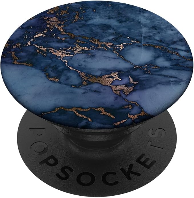 Elegant Dark Jewel Tone Navy &amp Copper Marble Pattern PopSockets PopGrip: Swappable Grip for Phones &amp Tablets