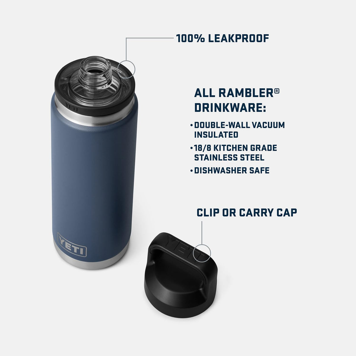 YETI Rambler 26 oz Bottle, Leakproof, Vacuum Insulated, Stainless Steel with Chug Cap, Cherry Blossom - Textured