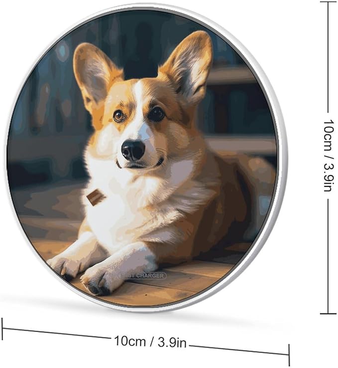 Smart Corgi Wireless Charger 10W Portable Fast Wireless Charging Pad Compatible with Phone Slim Charging Station Lightweight Charger Mat Charging Block for Travel Home Office