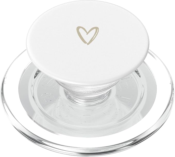 Beige White Minimalist Heart PopSockets Adhesive PopGrip