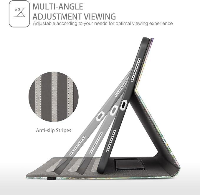 for iPad Air 13 inch Case (M4/M3/M2) iPad Pro 12.9 inch Case Hummingbird | Premium Leather Business Folio Case with Pencil Holder Multi-Angle View Adjustable Stand Pocket/Hand Strap/Auto Wake Sleep