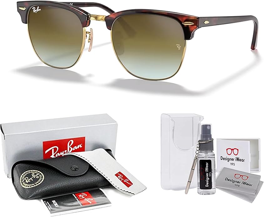 Ray-Ban RB3016 CLUBMASTER Sunglasses For Men For Women +BUNDLE with ACCESSORY EYEWEAR KIT