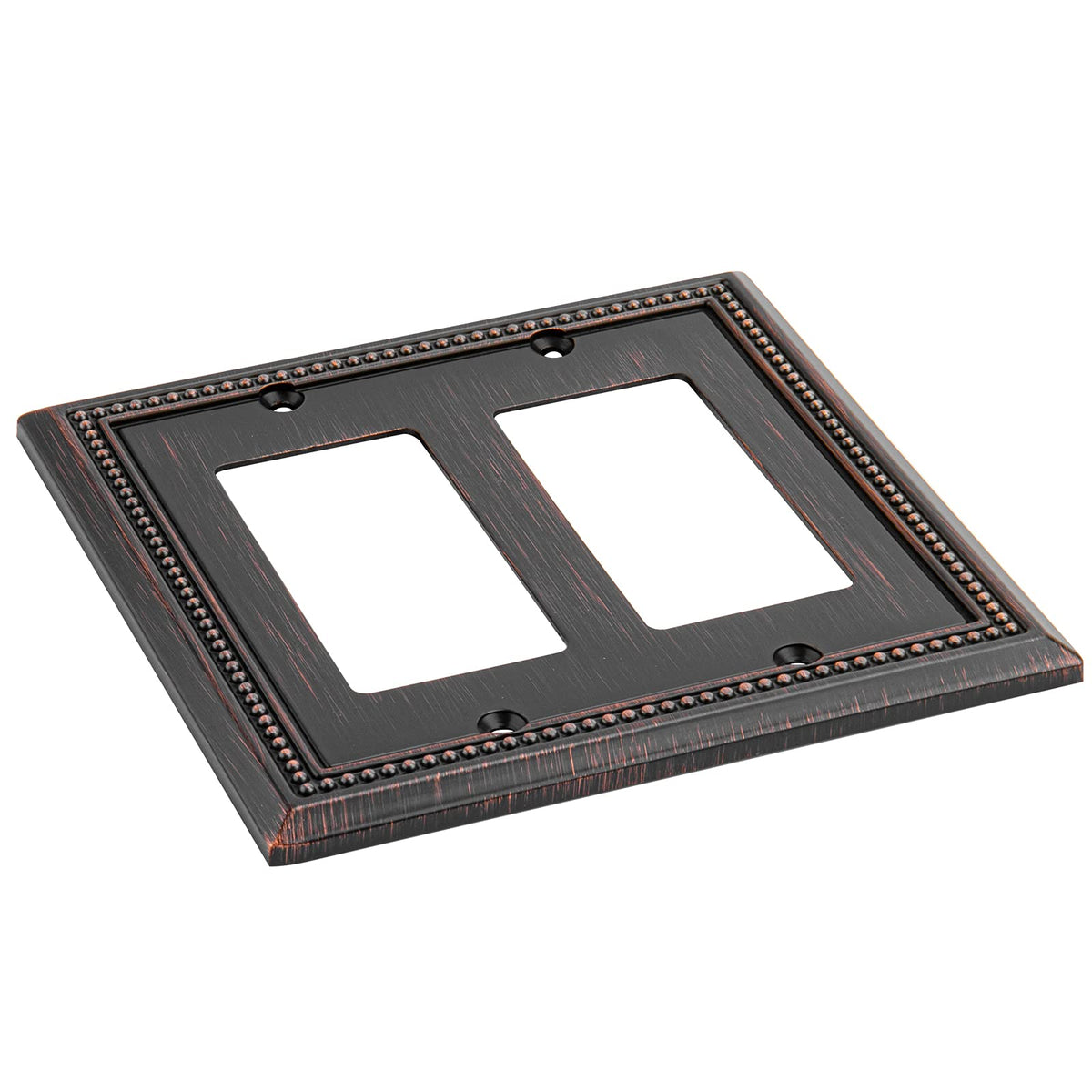 Henne Bery Sunken Pearls Heavy Duty Decorative Wall Plate Switch Plate Outlet Cover (Double Decorator, Aged Bronze)