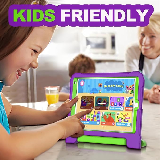 YIHE Kids Case for iPad 10.2 9th/8th/7th Gen Pro 10.5 &amp Air 3 BlackBlue | Full Body Shockproof Protective Cover Handle Stand Built-in Screen Protector Fun Colors