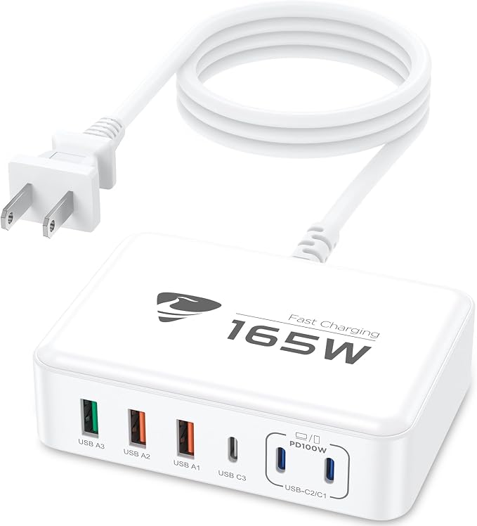 USB C Fast Charger 100W GaN 6 Port USB C Fast Charging Station Hub Block Cube QC USB A and PD USB C Wall Charger Power Multiple USB Charger Plug for iPhone 17 16 15 14 13 12 Pro Max iPad Samsung