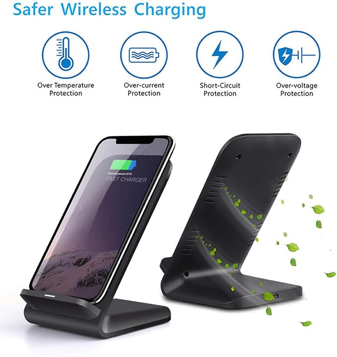 Wireless Charging Stand 20W Fast Charging Stand with QC3.0 Adapter for Samsung Galaxy S24/S24+/S24 Ultra/S23/S22/S21/S20/S10/Note for iPhone 15/15 Pro/15 Pro Max/14/14 Pro Max and More. (1 Pack)