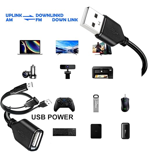 Long USB 2.0 Extension Cable 25FT with PowerLong USB2.0 A Male to FemaleUSB A Cable Extension CordUSB A Data Transfer Extender USB Cable， USB2.0 A Connector for USB Flash Drive/Hard Drive