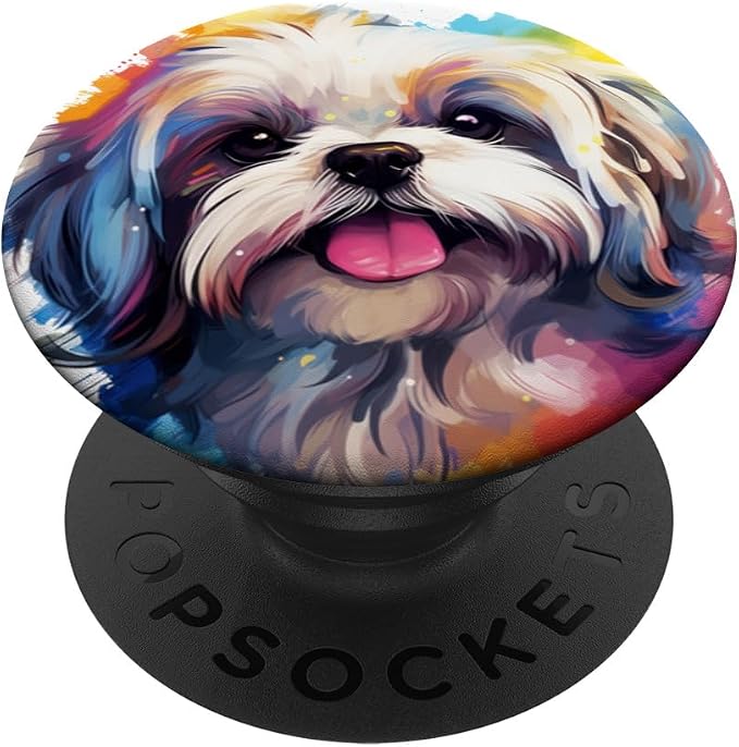 Shih-Tzu Portrait | Portrait Colour Artwork PopSockets Adhesive PopGrip