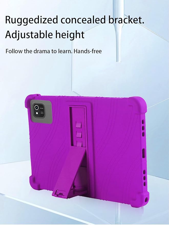 for kelankeke K10 Android 10-Inch TabletUYRUREL Skin-Friendly Soft Silicone Protective CaseFull Protection Against Drops and Scratcheswith Adjustable Viewing StandBlack.