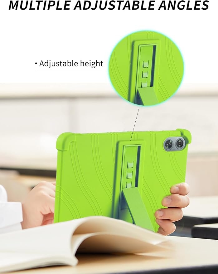 Case for Odea A12 Android 15 Tablets 12 Inch Tablet 2025- Soft Silicone Shock Proof Lightweight Stand Rubber Shell Protective CoverKids Friendly Soft Silicone Adjustable Stand CoverBlack