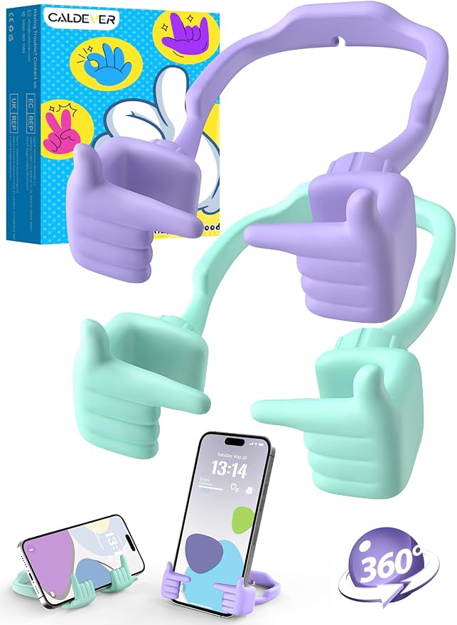 Phone Stand Holder for Desk Stocking Stuffers for Teenage Girls Boys (2 Black/Macaron Blue)