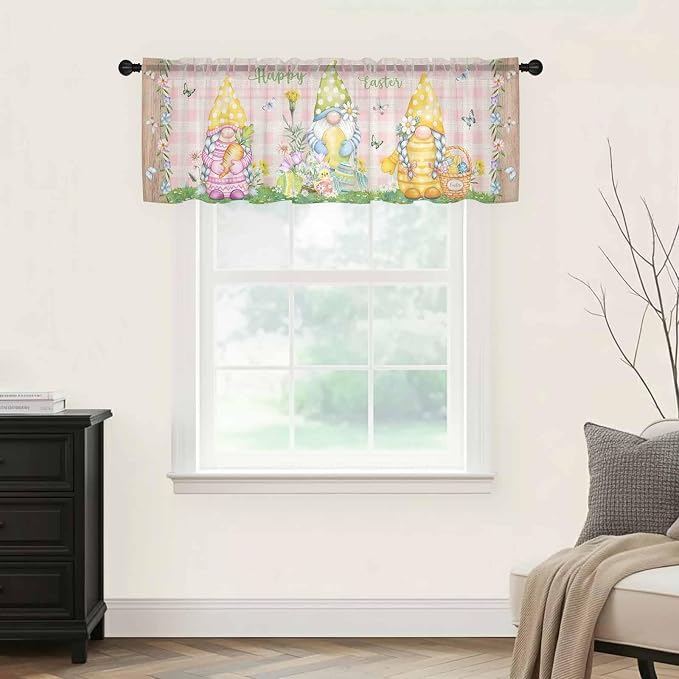 Happy Easter Sheer Valances for Windows 54"x18", Light Filtering Kitchen