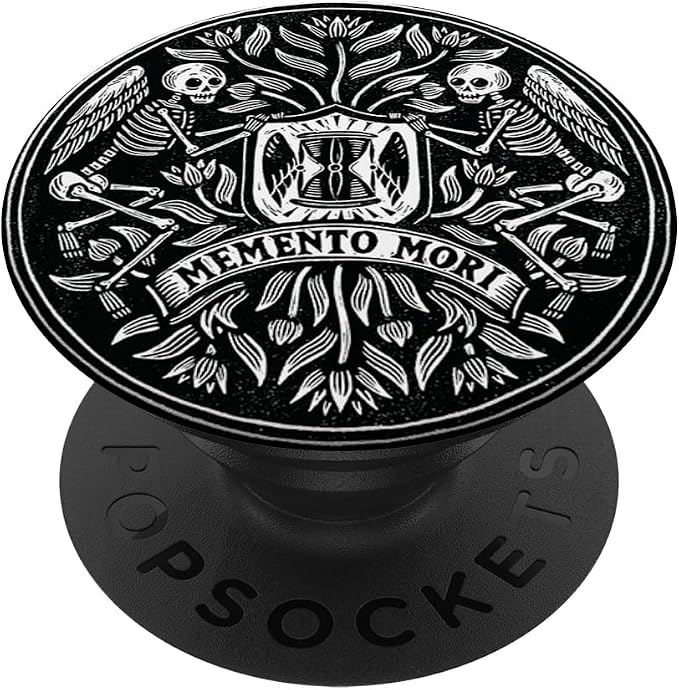 Memento Mori Stoicism Philosophy Skeleton Wings You'll Die PopSockets Standard PopGrip