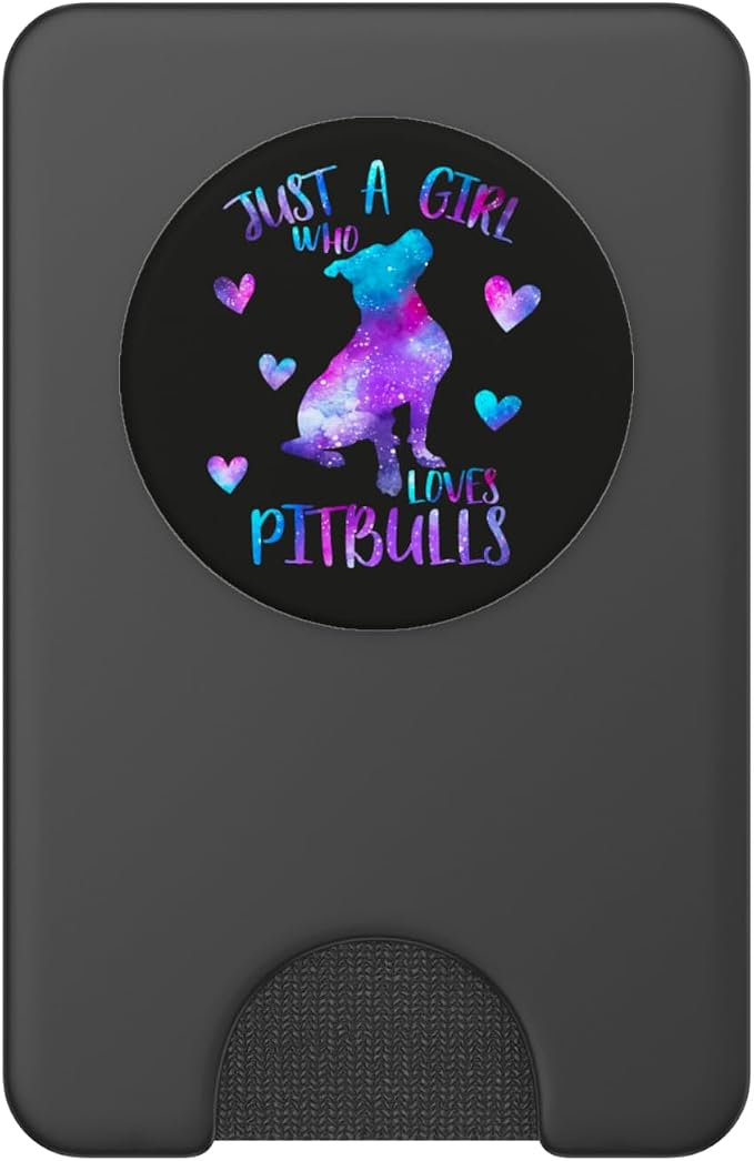 Just a Girl Who Loves Pitbulls Watercolor Galaxy Pitbull PopSockets Adhesive PopGrip
