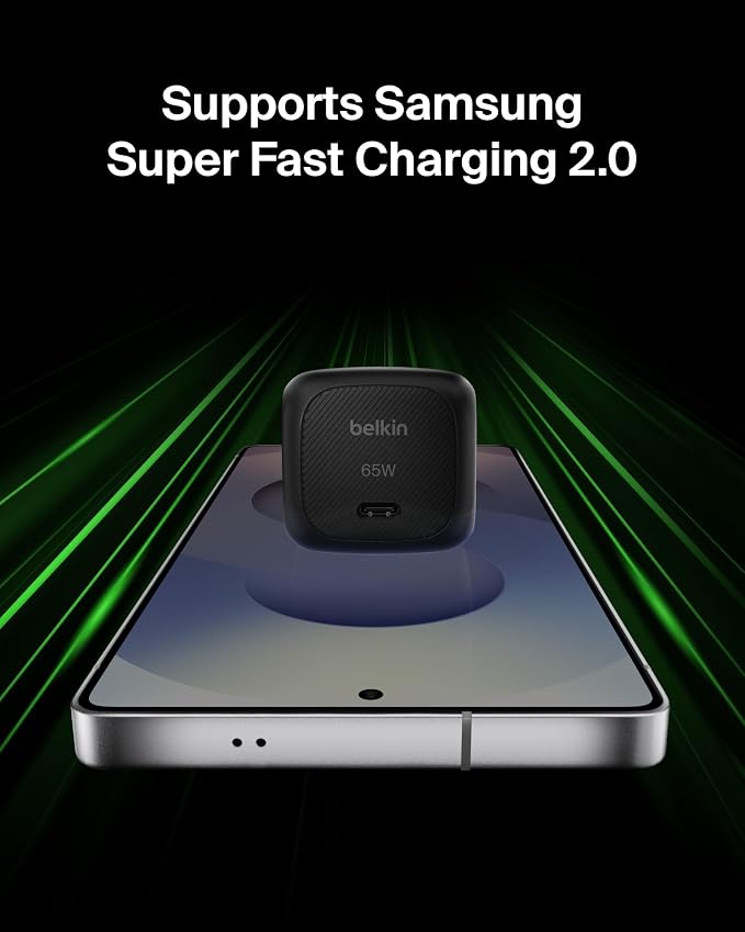 Belkin USB C Charger Block 65W Super Fast Charging Block Type C Wall Charger - Apple iPhone 17 Air Pro Galaxy S26 Google Pixel 10 MacBook AirPods Chromebook Nintendo Switch 2 &amp More - Bl