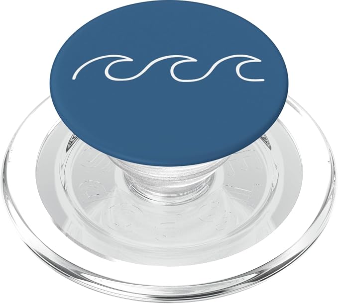 Cute Minimalist Ocean Sage-Blue Great-Waves Aesthetic Gift PopSockets Adhesive PopGrip