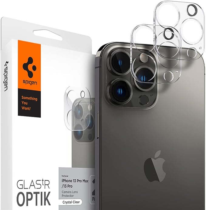 Spigen Camera Lens Screen Protector [GlasTR Optik] Designed for iPhone 13 Pro Max (2021) / iPhone 13 Pro (2021) - Clear [2 Pack]… | GlasTR EZ Fit Optik Pro 9H+ Tempered glass Scratch resistant Auto