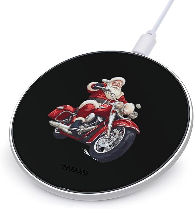 Santa Snowy Motorcycle Wireless Charger SlimWireless Charging Pad Anti-Slip Charger Mat for Men Women
