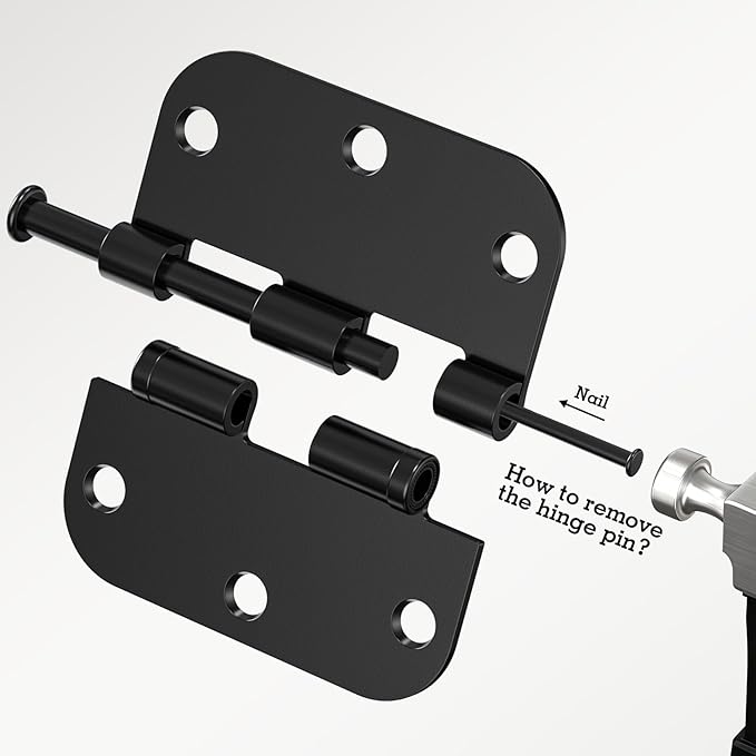 30 Pack Ball Bearing Matte Black Door Hinges 3.5 Inch 5/8" Radius Round Squeak Free Interior 3-1/2"Flat Bifold Standard Bedroom Indoor for Doors 3 ½" House Home Decor Improvement Accessories Hardware