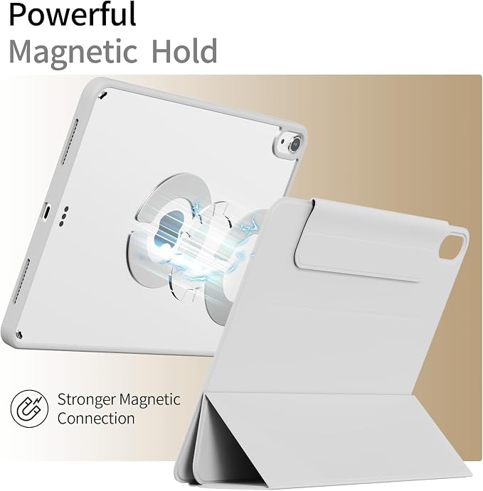 Case for iPad (A16) 11th/10th Generation (2025/2022 11/10.9 Inch) | Clear Hard PC Back Shell Smart Magnetic Detachable Cover with Clasp Portrait/Landscape Stand Auto Sleep/Wake Black