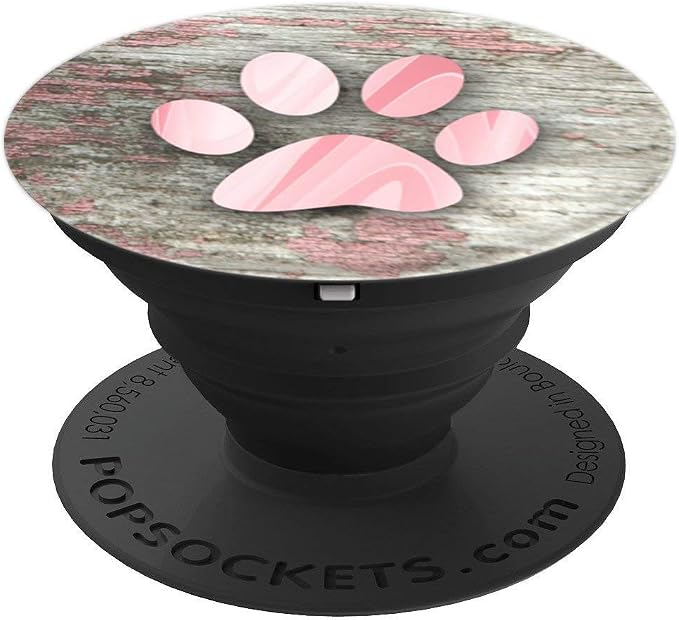 Cell Phone Holder Pop Out Knob Dog Paw Print Light Pink Cute PopSockets Adhesive PopGrip