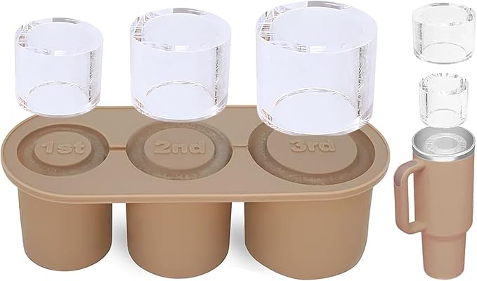 NKAM 20-40 oz Ice Molds for Stanley Cup - Silicone Ice Cube Tray with Lid and Bin for Chilling Cocktails, Whiskey, Drinks, Coffee - BPA-Free, Easy Fill and Release Ice Maker Tray for Freezer