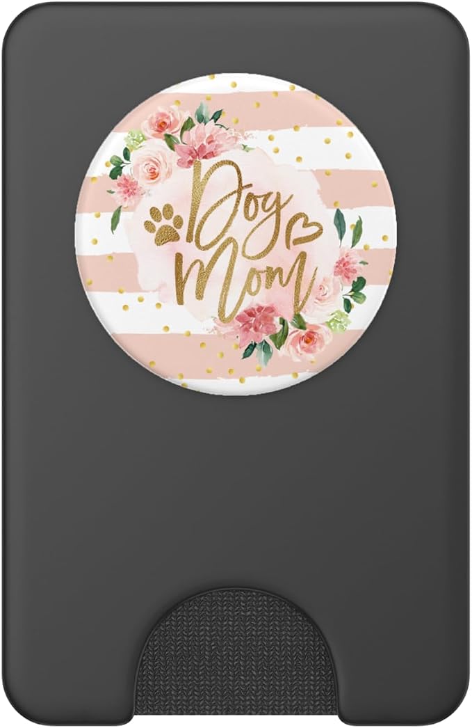 Dog Mom Pink Floral Cute Paw Print Mother's Day Gift PopSockets PopGrip: Swappable Grip for Phones &amp Tablets PopSockets Adhesive PopGrip